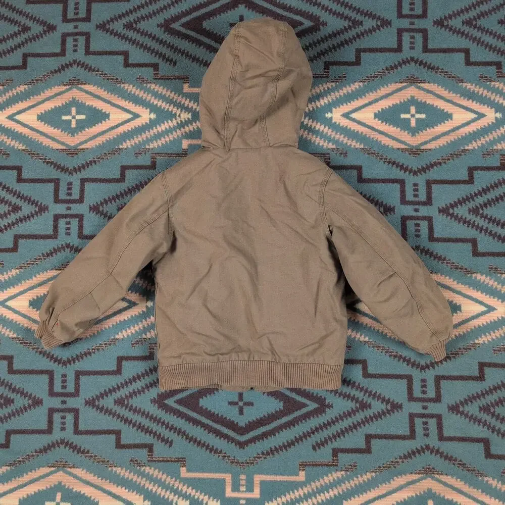 Carhartt Jacket Youth XS 6 Brown Duck Cloth Quilt Lined Canvas Coat Distressed